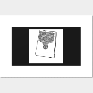 Kalimba (Black and White Line Drawing) Posters and Art